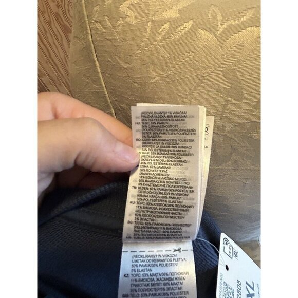 Adidas Sweatshirt womens Essentials Crewneck Logo Colorblock Blue & Tan NWT XL - Picture 11 of 11